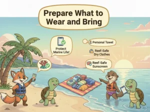 Guests are advised to wear water-friendly footwear such as aqua shoes or secure sandals for comfort and safety on wet surfaces